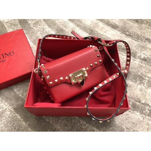 VALENTINO Sac bandoulière en cuir Rockstud 04235 rouge