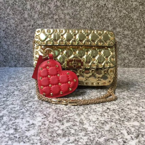 VALENTINO Rockstud petit sac à bandoulière en cuir matelassé 77562 Or