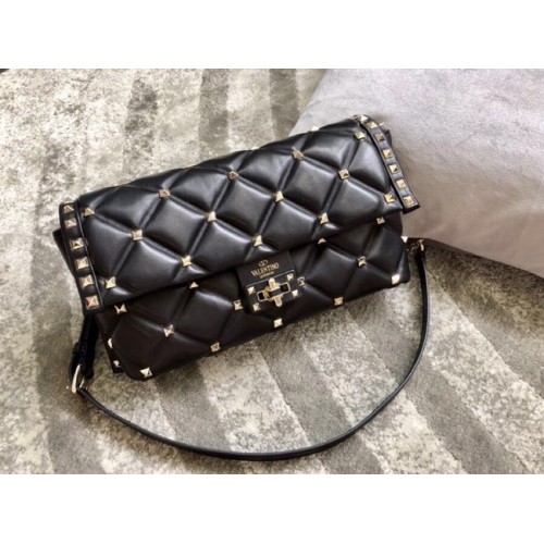 VALENTINO VLOCK Sac à bandoulière en cuir d'origine 0053 noir