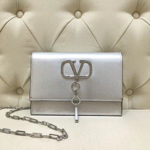 VALENTINO VLOCK Sac à bandoulière en cuir d'origine 0910 argent