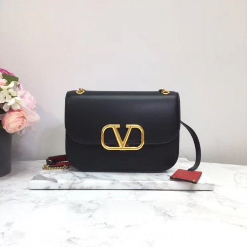 VALENTINO VLOCK Sac à bandoulière en cuir d'origine 2222 noir