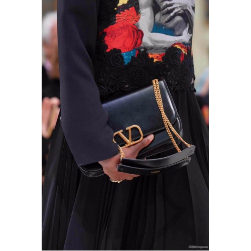 VALENTINO VLOCK Sac à bandoulière en cuir d'origine 2323 noir