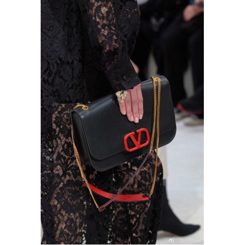 VALENTINO VLOCK Sac à bandoulière en cuir d'origine 2524 noir