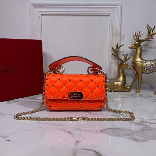 Valentino Garavani Rockstud Spike Sac en cuir d'origine V0124 Orange