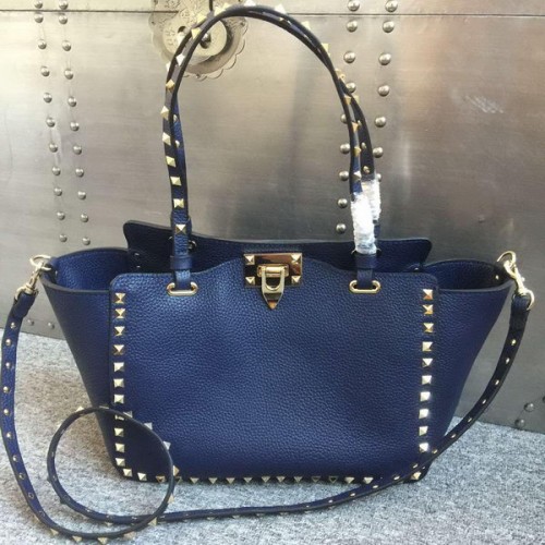 Valentino Garavani Rockstud Tote Bag Cuir d'origine 1917B Bleu