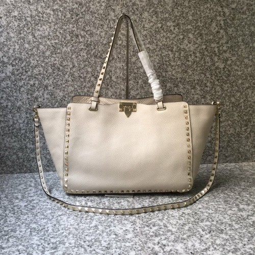 Valentino Garavani Rockstud Tote Bag Cuir d'origine 1917B blanc