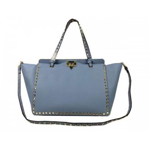 Valentino Garavani Rockstud Tote Bag Cuir d'origine VG1917 Bleu ciel