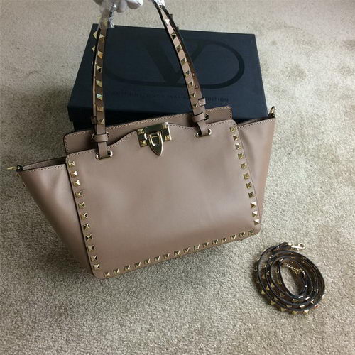 Valentino Garavani Rockstud mini sac fourre-tout en cuir d'origine VG1916 Beige