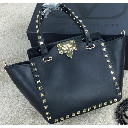 Valentino Garavani Rockstud mini sac fourre-tout cuir d'origine VG1918 noir