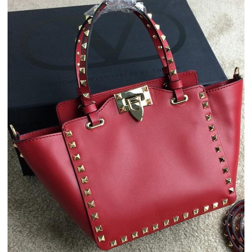 Valentino Garavani Rockstud mini sac fourre-tout en cuir d'origine VG1918 Bordeaux