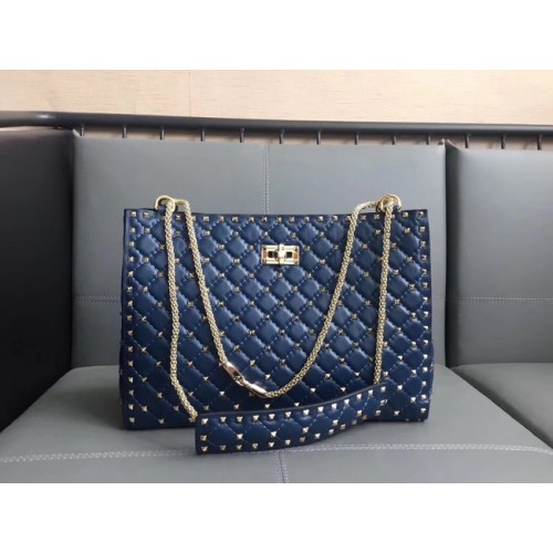 Valentino Starry Series Shopping Bag Original en cuir de mouton 0346 bleu