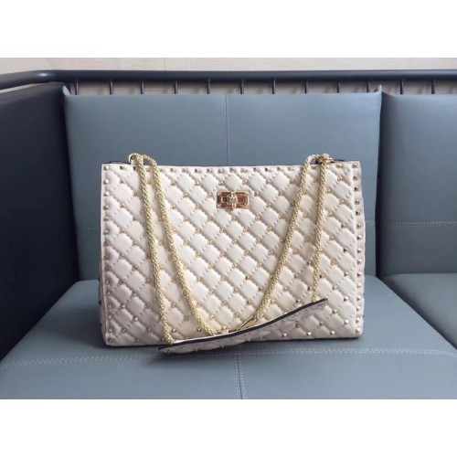 Valentino Starry Series Shopping Bag Original en cuir de mouton 0346 blanc cassé