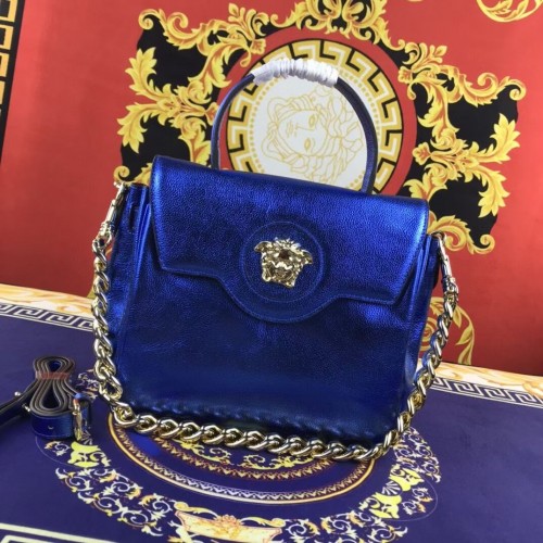 Versace Original sac en cuir de veau moyen FS1041 bleu