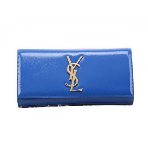 Pochette YSL Classic Monogramme Cuir Verni Y8909 Bleu