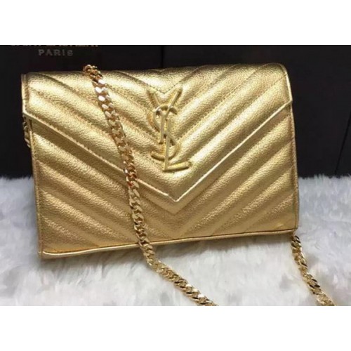 Pochette YSL Classic Monogramme Motif Cannage YSL0223 Doré