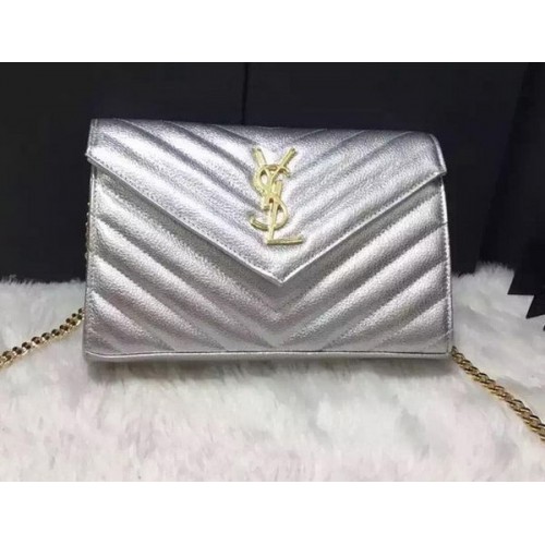 Pochette YSL Classic Monogramme Motif Cannage YSL0223 Argent