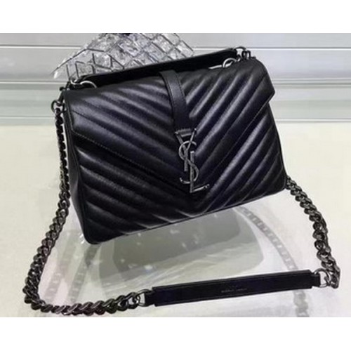 YSL Classic Monogramme Flap Bag Cuir de veau Y22369 Noir