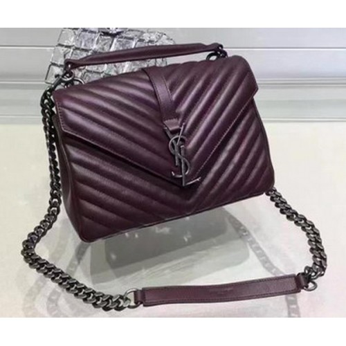 YSL Classic Monogramme Flap Bag Cuir de veau Y22369 Bordeaux