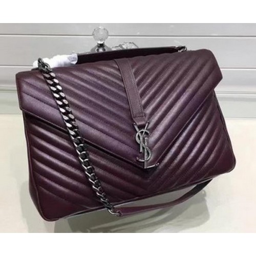 YSL Classic Monogramme Flap Bag Cuir de veau Y22370 Bordeaux