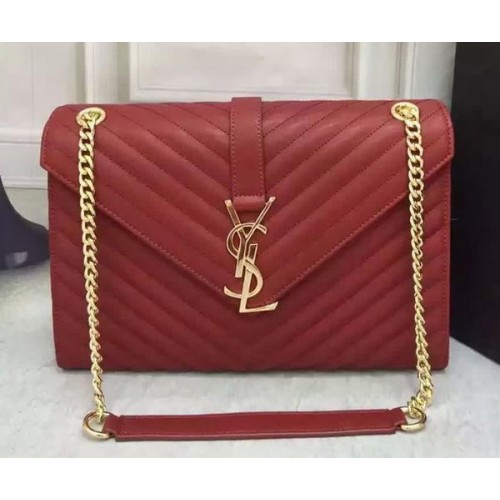 YSL Classic Monogramme Flap Bag Cuir de veau Y26588 Bordeaux