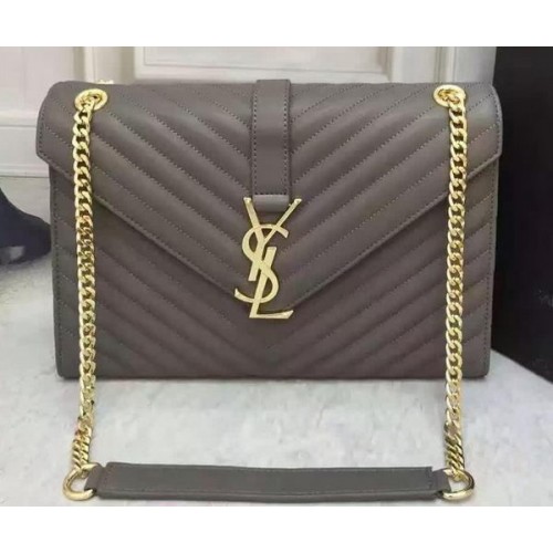 YSL Classic Monogramme Flap Bag Cuir de veau Y26588 Gris