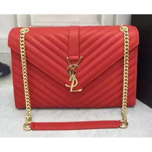 YSL Classic Monogramme Flap Bag Cuir de veau Y26588 Rouge
