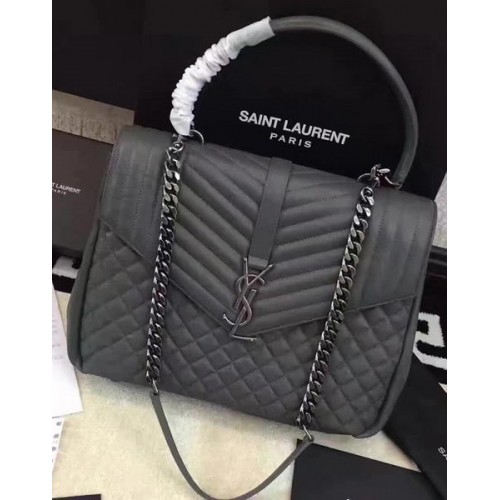 YSL Classic Monogramme Flap Bag Cuir de veau Y26802 Gris