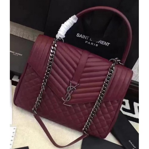 YSL Classic Monogramme Flap Bag Cuir de veau Y268033 Bordeaux
