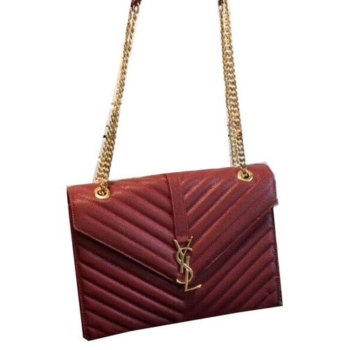 YSL Classic Monogramme Flap Bag Cannage Pattern 311224 Bordeaux