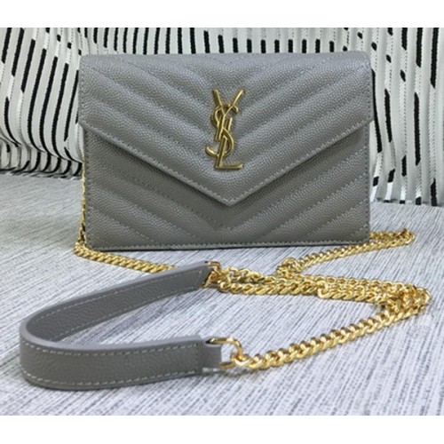 YSL Classic Monogramme Flap Bag Cannage Pattern Y377828S Gris