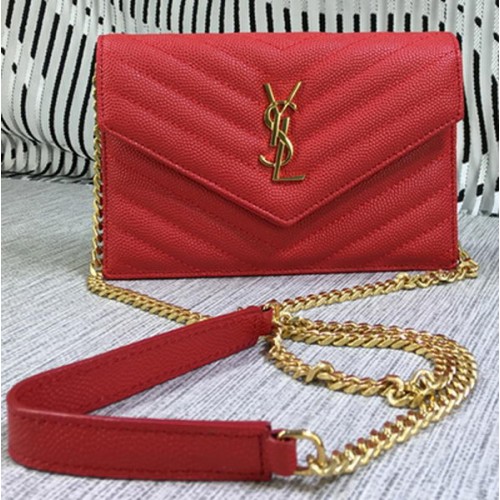 YSL Classic Monogramme Flap Bag Cannage Pattern Y377828S Rouge