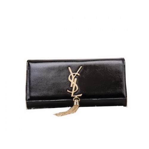Pochette en cuir verni YSL Classic Monogramme Tassel Y8908 Noir