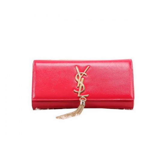 Pochette en cuir verni YSL Classic Monogramme Tassel Y8908 Rouge