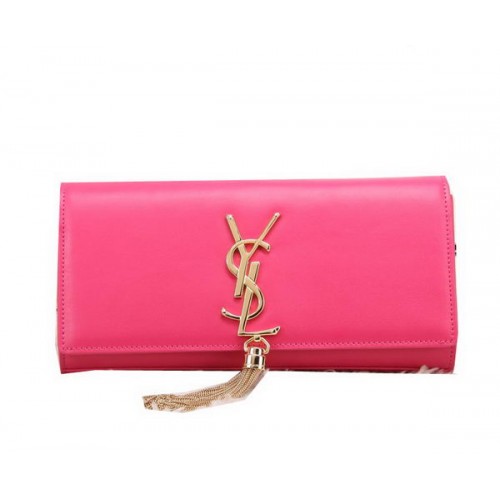 YSL Classic Monogramme Tassel Pochette en cuir lisse Y8908 Rose
