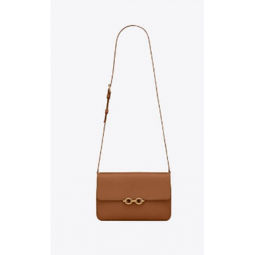 YSL LE MAILLON SATCHEL EN CUIR LISSE 6497952 marron