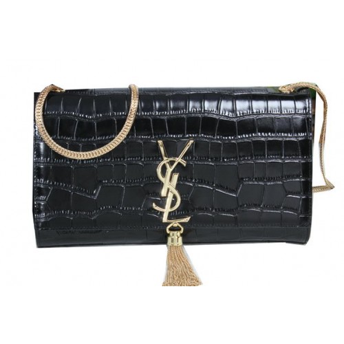 YSL Monogramme Cross-body Sac à bandoulière Croco Cuir Y311214 Noir