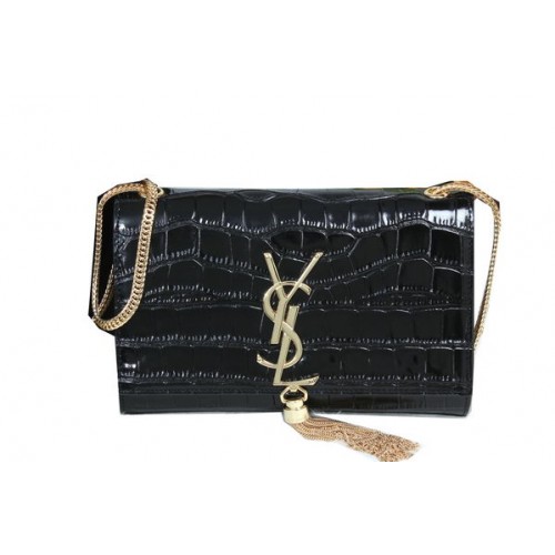 YSL Monogramme Cross-body Sac à bandoulière Croco Cuir Y311218 Noir
