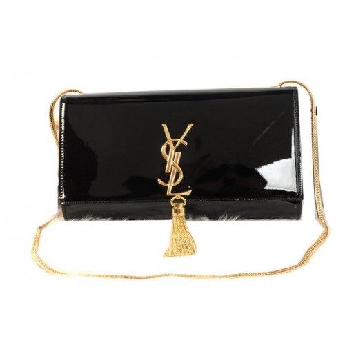 YSL Monogramme Cross-body Sac à bandoulière en cuir verni Y311214 Noir