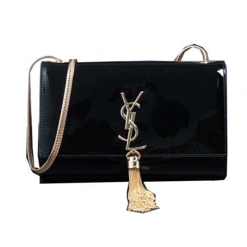 YSL Monogramme Cross-body Sac à bandoulière en cuir verni Y311218 Noir