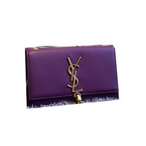 YSL Monogramme Cross-body Sac à bandoulière en cuir lisse Y311218 Violet