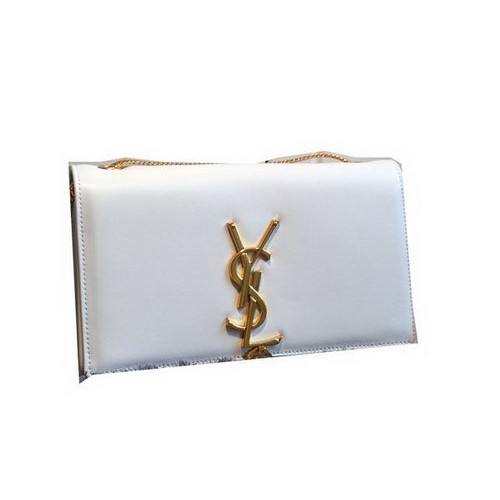 YSL Monogramme Cross-body Sac à bandoulière en cuir lisse Y311218 Blanc