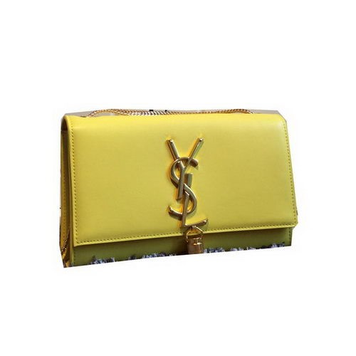 YSL Monogramme Cross-body Sac à bandoulière en cuir lisse Y311218 Jaune
