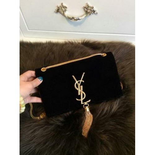 YSL Monogramme Cross-body Sac à bandoulière en cuir suédé 311218 Noir