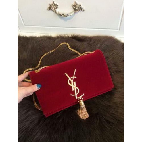 YSL Monogramme Cross-body Sac à bandoulière en cuir suédé 311218 Rouge