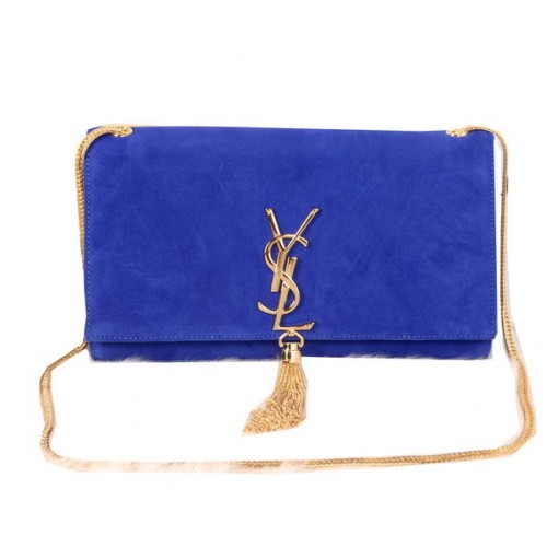 YSL Monogramme Cross-body Sac à bandoulière en cuir suédé Y311214 Bleu