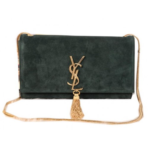 YSL Monogramme Cross-body Sac à bandoulière en cuir suédé Y311214 Vert