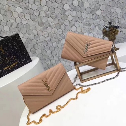 YSL WOC Classic Monogramme Flap Bag Cannage Pattern Y1003 Abricot