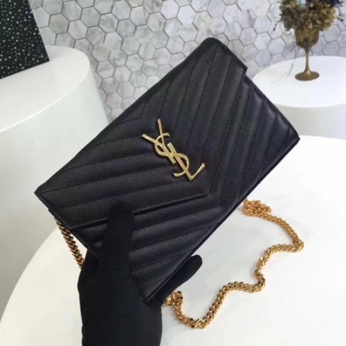 YSL WOC Classic Monogramme Flap Bag Cannage Pattern Y1003 Noir