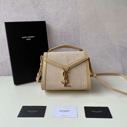 Yves Saint Laurent CASSANDRA PETITE POIGNÉE SUPÉRIEURE EN TWEED TRESSÉ Y622061-1 BEIGE NATUREL