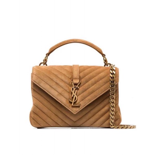 Yves Saint Laurent COLLEGE MEDIUM EN DAIM MATELASSÉ 600279 marron